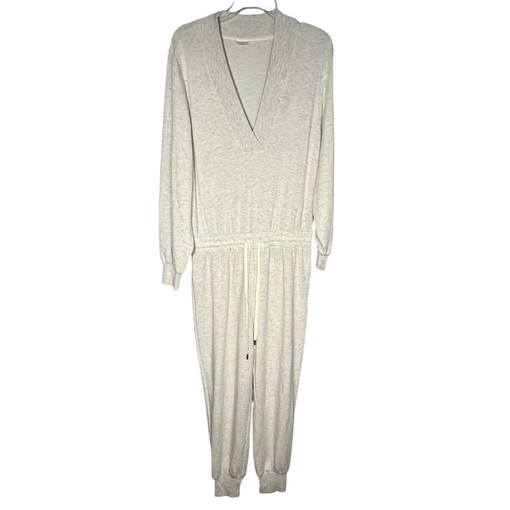 CALIA by Carrie Underwood Gray Long Sleeve Drawstring Waist Jumpsuit L